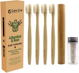 Gaia Guy Bamboo and Boar Bristle Toothbrush (4 Pack) + Travel Case & Silk Denta