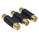 Triple Phono RCA X 3 Coupler Joiner Female Female Gold - SENT FIRST CLASS TODAY