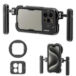 NEEWER 15 Pro Cage de Téléphone avec 2 Poignées Compatible avec iPhone 15 Pro, Adaptateur Métal 67mm, Fond de Panier d'Objectif 17mm, Stabilisateur de Phone pour Enregistrement Vidéo, PA023K