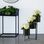 Boltze Gruppe - Support pour plantes, porte-pot de fleurs, 3 bacs, accessoire de décoration de salon, bac à plantes moderne, fer noir, rond, LxlxH