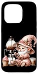 Coque pour iPhone 15 Pro Pink Gnome With Retro Coffee Machine For Mama Coffee Lover