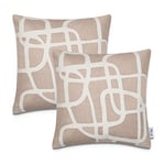 Paco Home Housse De Coussin Housse De Coussin Décoratif Lot De 2 Canapé Salon Feuilles Scandinave, Couleur:Beige 1, Sets:2pcs-Set