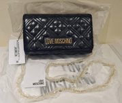 Love Moschino Blue Logo shoulder Bag with chain strap Authentic New with Tags