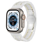 Strap-it Bracelet céramique acier - compatible pour Apple Watch Ultra (blanc/or) - Apple Watch Ultra - 49mm