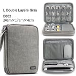 Rangement Pour Câble Usb,Rangement Pour Accessoires Électroniques,Mini Disque Dur Ipad,Banque D'alimentation,Simple Couche,Double Couche - Type D002 L Dual Gray