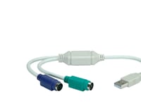 Value Usb To 2X Ps/2, 0,3 M, 2X 6-P Mini-Din, Usb A, Hankoppling, Honkoppling, Grå