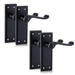 XFORT Matt Black Hanoverian Lever Latch Handles, Georgian Style (2 Pairs)