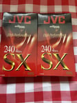 2 x JVC E240 4 Hours SX VHS Video Tapes High Performance BLANK Recordable Videos