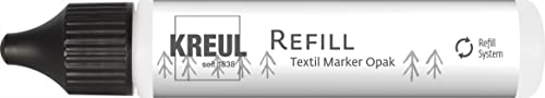 Kreul 92791-25 ml Recharge Marqueur Textile blanc pour env. 4 remplissages de crayon, stylo de recharge avec encre originale du Marqueur Textile Opaque