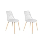 Home Deco Factory - HD6537 - Lot de 2 Chaises Malaga Blanc Scandinave Assise Siege Salon Salle à Manger Pieds Contrastant Exterieur Interieur