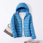 Spring Autumn Women Ultralight Thin Down Jacket Down Hooded Jackets Warm Winter Coat a Female Portable Outwear,Blue,XL