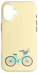 Coque pour iPhone 16 Vélo rétro bleu pour fille avec panier de fleurs