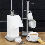 Swan Retro Mug Tree and Towel Pole Set in Grey