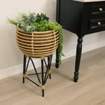 Charles Bentley Casablanca Plant Stand Natural Black Rattan