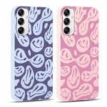 Yoedge 2 Pièces Coque pour Samsung Galaxy A14 5G 6,8", Souple Silicone TPU avec Mode Motif Souriant Visage Aesthetic Design Étui, Antichoc Protection Housse Case pour Samsung A14 5G pour Femmes Filles