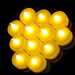 Shine 12 Flickering Candle Set Runs on Batteries Flickers Like a Real Candle Battery Operated Tealight Candles Flameless Candle Wedding Tea Light One Dozen Long Lasting Batterry Life