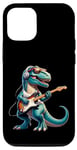 Coque pour iPhone 14 Pro Dinosaure Avec Guitare Pour Musicien Guitariste Guitare