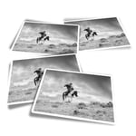 4x Rectangle Stickers - BW - Kazakh en Eagle Hunter Man #35917