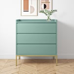 https://furniture123.co.uk/Images/ZIN002_3_Supersize.jpg?versionid=2 Sage Green Modern Chest of 3 Drawers with Legs - Zion