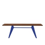 Vitra - EM Table 220, Base Prouvé Bleu Marcoule - Solid American Walnut - Matbord