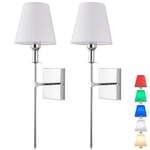 Aiehnid Battery Operated Wall Lights Set Of 2，with Color Temperature Dimmable Remote Control，Battery Powered Non Hardwired Wall Lamp，for Bedroom Farmhouse Bedside Reading Light (Color : Chrome)