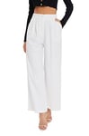 FUNYYZO Women's Wide Leg Pants High Elastic Waisted in The Back Business Work Trousers Long Straight Suit Pants