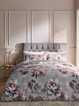 Catherine Lansfield Dramatic Floral Duvet Cover Set - Grey Pink