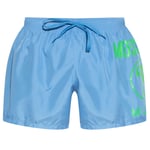 Moschino Mens Large Milano Logo Light Blue Short Swim Shorts - Size Large