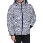 Tommy Hilfiger Men's Hooded Puffer Jacket, Tommy Logo Print, XX-Large, Tommy Logo Print, XXL