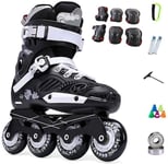 YDL Inline Skates Adults Kids Outdoor Fitness Black Roller Skates Comfortable and Breathable Roller Shoes for Outdoor Indoor (Color : Black-d, Size : 6.5UK)