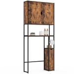 Meuble WC 3 en 1 avec armoires de rangement bois foncé DAYTON design industriel