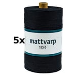 5 st. rullar Extra stark Mattvarp 12/6 Svart - 500 gr / rulle - 100% ekologisk bomullsmattvarp Svart one size