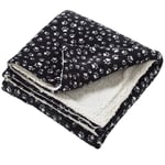 Just Essentials Reversible Cosy Plush Fleece Blanket Throw Bed Sofa UK Seller - Dark Grey Paw Print - Large