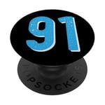 Numéro #91 Numéro rétro bleu sport PopSockets PopGrip Interchangeable