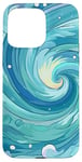 iPhone 15 Pro Max Swirl Blue Color Illustration Pattern Abstract Art Case