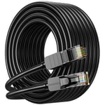 JARNHNG Câble Ethernet Cat 6 10m, Câble Internet Haute Vitesse 10gbps, Cordon de Raccordement Lan RJ45 Noir, Câble Ethernet Long Pour Jeux, Ordinateur, Télévision, Routeur, Modem, Bornier