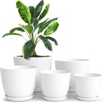 Utopia Home Pots de Fleurs en Plastique - Pots décoratifs Modernes en Plastique pour Plantes, Plantes Grasses, Fleurs et Cactus (Blanc, Lot de 5)