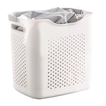 Panier à linge en plastique, paniers à linge sales avec poignées, panier à linge pour ranger les vêtements dans la chambre à coucher, la salle de bain (blanc)