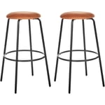 Lot de 2 Tabourets de Bar avec Repose-Pieds Chaise d'Ilot de Cuisine en Velours Orange Morton