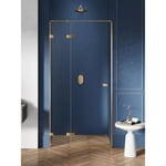 Porte de douche 80 cm doré brossé pivotante droite bali gold brushed