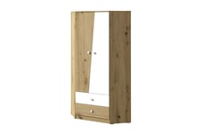 Nero Garderobe 87 cm - Natur/Hvit Hjørnegarderobe Hvit,Natur