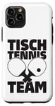 Coque pour iPhone 11 Pro Équipe de tennis de table avec inscription en allemand et raquette de tennis de table