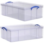 Really Useful Plastic 50 Litre Clear Home Office Stackable Lidded Storage Box