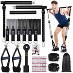 Kit Barre de Pilates avec 6 Bandes de Résistance Élastique, Kit Elastique Musculation pour Homme et Femme, Smartworkout pour Yoga Fitness Squat Étirement (Noir dégradé)