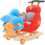 ZHIRCEKE Animal plush rocker on wooden rockers with seat and seat belt and putter and sounds, plane Rocking Chair Toy children ride on toy for 6 months and more babies boys girls