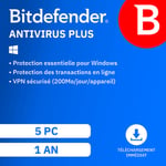 Bitdefender Antivirus Plus 2024 - 5 PC - Renouvellement 1 an