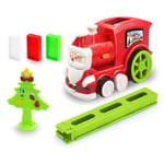 Christmas Domino Train, Automatic Car Vehicle Model Toy Dominoes Game Electric Train Kids Toy Building And Stacking Toy Children DIY Educational Toy Domino Electric Building Block Set