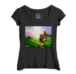 T-Shirt Femme Col Echancré Zelda Plaine Hyrule A Cheval Jeux Video