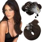 Moresoo Anneaux Extensions Cheveux Lisse Extension a Froid Cheveux Naturel Marron Foncé Extension Loops Blond Remy Hair 55 cm 1g/Mèche 50g/Paquet #4