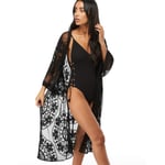 Kvinnors spets Cardigan Blommig Beach Cover Ups black